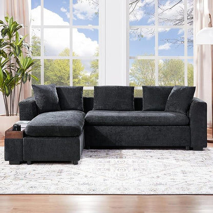 Ball & Cast Modular L-Shaped Sectional Sofa with Storage - 93.8" Chenille Fabric Couch, Deep Seating & Matching Pillows, Modern Living Room Furniture,Blue