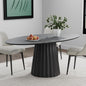Casaphoria 67" Oval Dining Table, Modern Wood Kitchen Table with Cone Shaped Strip Convex Base for Living Room & Dining Room, Easy Assembly Farmhouse Furniture for 4-6, Black