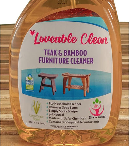 EcoDecors Teak Cleaner Protective Teak Wood Restorer Eco Household Wood Furniture Cleaner Spray bottle For Hardwood & Bamboo Furniture – Certified EPA Safer Choice - 32 oz