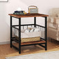 Industrial Night Stand, 18” Square Side Table with Open Storage Shelf, Bedside End Table for Bedroom, Heavy Duty Stand for Mini Fridge for Dorm, Kitchen Room, Rustic Brown
