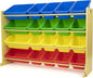 Humble Crew Extra-Large Toy Organizer with 20 Plastic Bins – Primary/Natural Storage Rack with 4-Tier Shelves, Anti-Tip Safety, for Kids’ Rooms, Playrooms, Nurseries & Classrooms