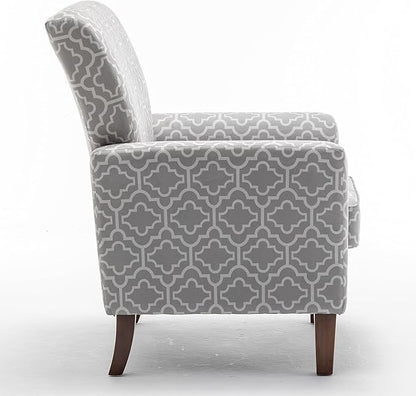 Container Furniture Direct Contemporary Accent Arm Chair with Birch Wood Frame and Velvet Upholstery, Armchair for Office and Living Room Decor, Removable Cushions, 03 Printed Fabric