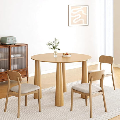 Casaphoria 45" Round Dining Table, Kitchen Table for 6 with Arc-Shaped Edge Top and Cylindrical Legs, Easy Assembly for Living Room, Dining Room, Oak