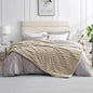 Amélie Home Faux Fur Throw Blanket for Couch, Cozy Fuzzy Fluffy Fur Luxurious Soft Striped Plush Gift Blankets for Family Sofa Chair Bed Living Room Bedroom, 60"x80", Beige