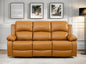 Leather Recliner Sofa Couch, 3-Seater Home Theater Seating Reclining Sofa, Power Reclining Couch with Cup Holders & Drop Down Table for Living Room Furniture Sets, Orange