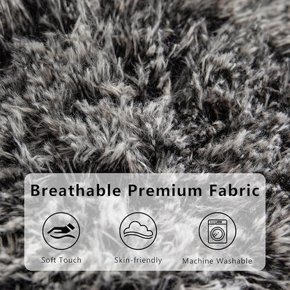 BYBYME Giant Bean Bag Chair, Faux Fur Bean Bag Couch with Filler Large Living Room Bean Bag Chairs for Adults, Big Lazy Sofa Accent Chair with Pocket Floor Chair