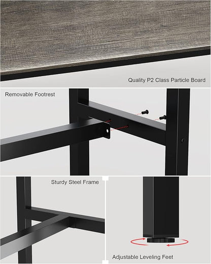 Teraves Bar Table, Bar Height Pub Table, Counter Height Table with Sturdy Metal Frame, Rectangular High Top Table for Kitchen & Dining, Living Room (47.24", Black Oak)