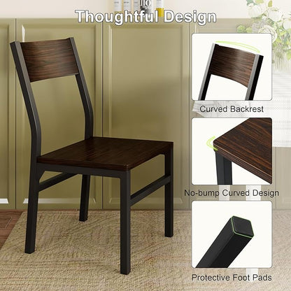 Feonase Dining Chairs Set of 6, Modern Kitchen Chairs with Ergonomic Backrest, MDF Board and Metal Legs, Dinner Chairs for Dining Room, Kitchen and Living Room, Espresso