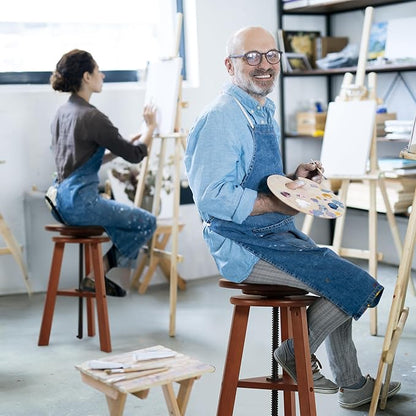VISWIN Adjustable Drafting Stool for Artists & Adults, 19"-26" Height Solid Beech Wood Art Stool for Studio, Swivel Drafting Chair for Drawing, Home Use, Office, Kitchen