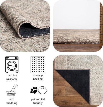 Keen Home Design 2x7 Rug - Machine Washable Runner Rug with Non-Slip Backing, Ideal for Hallway, Entryway, Kitchen, Laundry Room - Vintage, Easy Clean, Durable, Low Pile Rug - (2'6" x 7')