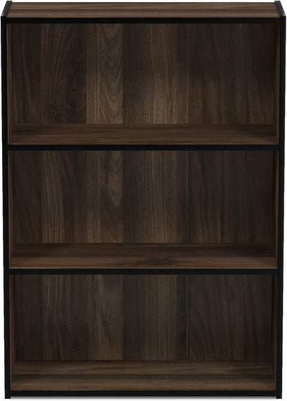 Furinno Pasir 3-Tier Open Shelf Bookcase, Columbia Walnut