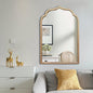 Gold Arch Mirror, 24"x36" Arched Vanity Mirrors for Bathroom, Metal Beaded Frame Ornate Decorative Mirror, Scalloped Vintage Mirrors for Fireplace Bedroom Living Room Hallway Entryway