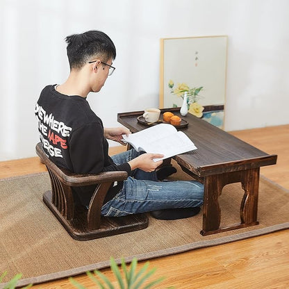 Japanese Floor Table, Small Coffee & Tea Table, Altar for Meditation, Low Table for Sitting on Floor, Wood Bed Tray With Foldable Legs, Laptop Desk