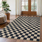 Lahome Checkered Easy Jute Outdoor Rug, 5x7 Farmhouse Rugs for Living Dining Room, Washable Non Slip Non Shedding Floor Carpet for Sunroom Mudroom Backyard Deck