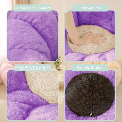 Pumpkin Bean Bag Sofa Chair for Adult, Beanbag Couch with Filler for Reading and Relaxation, Comfy and Lazy Sofa for Dorm, Apartment, Living Room and Bedroom, Violet