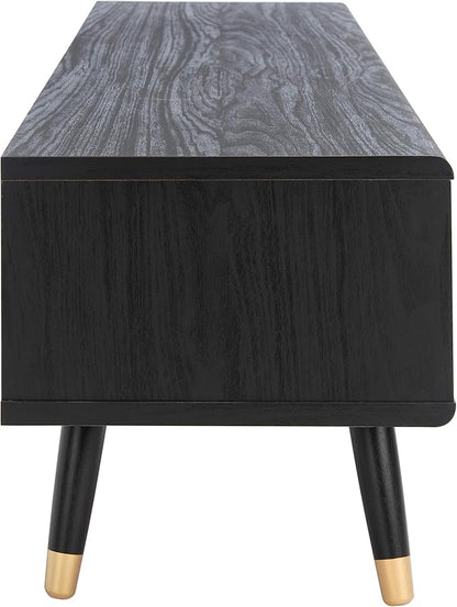 SAFAVIEH Beatrix TV Stand for up to 60" Flatscreen – Black & Oak, 2 Doors with Interior Storage, 1 Open Shelf, Entertainment Media Console (MED9607A)