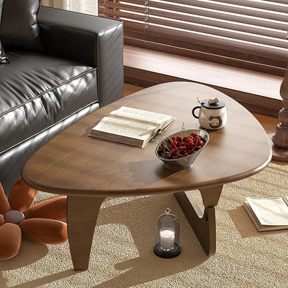 Mid Century Modern Coffee Table, Solid Wood Triangle Coffee Table for Living Room, Modern Tea Table for Home, 43.3x30.7x16.5