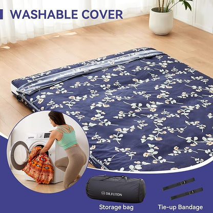 Dr.Futon Japanese Floor Futon Mattress Extra Thick Folding Roll Up Bed Topper Mat for Guest,Lounger and Tavel