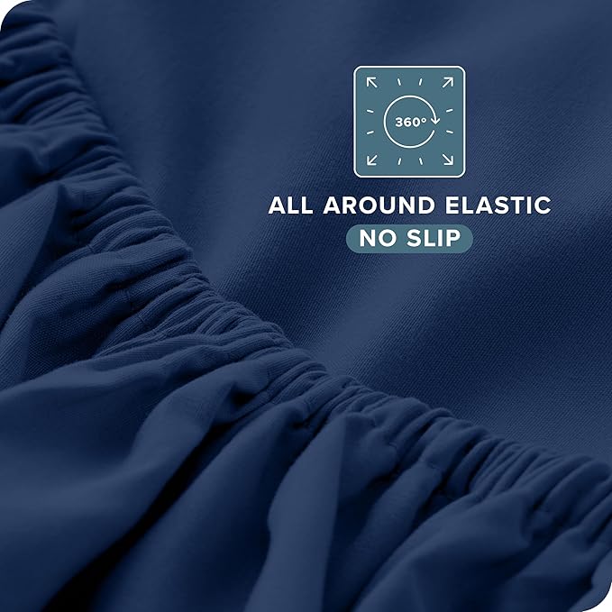 Bare Home Split King Sheet Set - 1800 Ultra-Soft Microfiber Bed Sheets - Double Brushed - Deep Pockets - Easy Fit - 5 Piece Set - Bed Sheets & Pillowcases (Split King, Dark Blue)