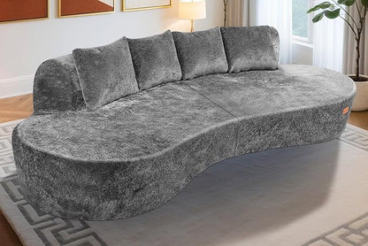 Homguava 104'' Modular Sectional Sofa,Curved Modern Sofa with Memory Foam,Deep Seat Cloud Couch with 4 Pillows,Upholstered Oversized Couches for Living Room Apartment Office,No Assembly Required,Grey