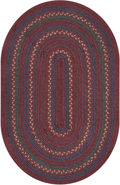 Jamestown Burgundy Oval Braided Rug, Jute, 27"x45" - Rustic Cabin Decor for Entryway, Kitchen, Everywhere