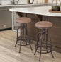Diwhy Industrial Bar Stool-26-32 Inch Adjustable Swivel Metal PU Leather Seat Stool Bar Height Bar Stool with Footrest-for Kitchen, Dining Side Chair, Pub, Bistro, Set of 2, Copper