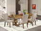 NKFL7-AWA-04-7-Piece Dining Table Set Consists of a Breakfast Table and 6 Light Tan Linen Fabric Dining Chairs with Padded Chair Back - Antique Walnut Finish.