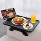 SINWANT Couch Armrest Table, Large Bamboo Couch Arm Table 360° Phone Holder,Foldable Sofa Arm Tray for Eating Drinking Snacks Remote on Chair Armrest