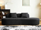 Container Furniture Direct 90" Curved Sofa with Throw Pillows, 4 Seater Luxury Velvet Couch with Half Moon Design and High-Density Foam, Ideal for Modern Living Room, Office & Apartment, Black