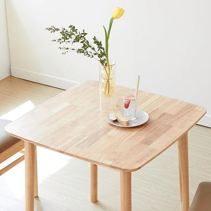 Livinia Aslan 29.5" Malaysian Oak Square Wooden Dining Table/Small Solid Wood Kitchen Desk (Natural Oak)