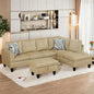 L Shaped Sectional Sofa with Ottoman, Modern Couches for Living Room, Microfiber Facing, Bedroom, Office