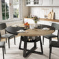 GarveeHome Round Dining Table for 4-6, 47.2" Farmhouse Kitchen Table with Storage, Circle Dinner Tables for Kitchen, Dining Room, Living Room, Meeting Room, Apartment, Natural and Black