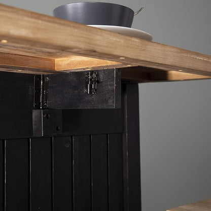 SEI Furniture Berinsly Expandable Freestanding Kitchen Island, Black, Natural