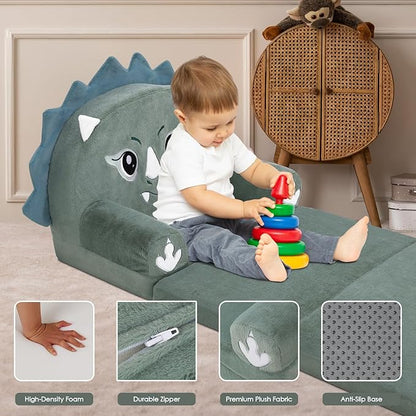 Kids Couch Comfy Foldable Kids Sofa to Lounger 2 in 1 Toddler Chair Plush Baby Sleeper Chair for Playing and Napping, Birthday Gifts for Boys and Girls
