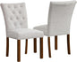 HomePop Button Tufted Fabric Dining Chairs - Neutral Textured Solid Woven (Set of 2)