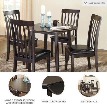 Signature Design by Ashley Hammis Round Dining Room Drop Leaf Table, Dark Brown