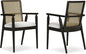 Signature Design by Ashley Galliden Rustic Solid Wood Upholstered Dining Arm Chair with Faux Cane Backrest, Set of 2, Light Brown & Black