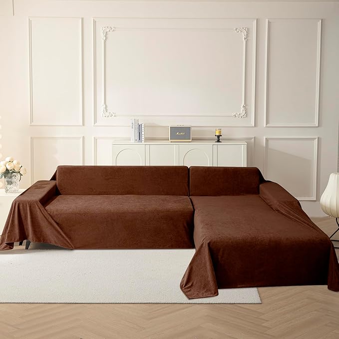 MYSKY HOME Sofa Covers, Washable Couch Cover for Dogs Sofa Cover Furniture Protector Sofa Slipcovers for Dogs Furniture Protector Cover, Thick Durable Non Slip, 91" x 118", Chocolate