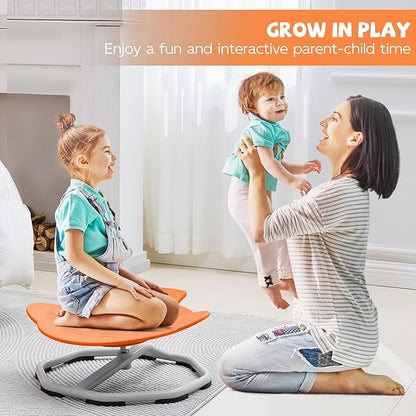 Spinning Chair for Autistic Kids, Non-Slip Sensory Spinning Chair, Sit and Spin Autism Toys Training Body Coordination (Orange)