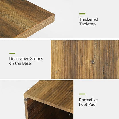 47-Inch Large Coffee Table with Pedestal, Living Room Center Table Rectangle Thickened Tabletop, Farmhouse Low Cocktail Tea Furniture for Living Room, Apartments, Rustic Brown