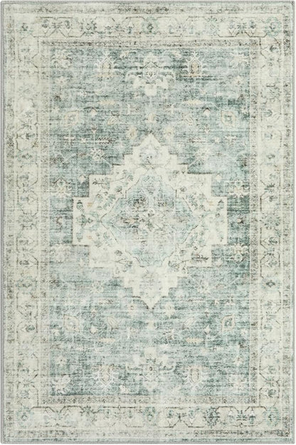 LIVEBOX Washable Rug 2x3 Kitchen Mats for Floor Entryway, Non Slip Front Door Mat for Bathroom Hallway, Boho Low-Pile Small Carpet Farmhouse Throw Indoor Rugs for Bath Sink, Sage Green