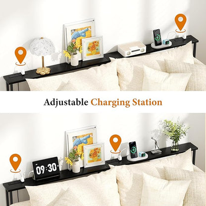 GRLEAF 39" Narrow Console Sofa Table with Built-in Power Strip (4 AC Outlets & 4 USB Ports) – 4.9ft Power Cord, Metal Frame, Easy Assembly, Ideal for Behind Couch, Hallway, and Home Office | Black