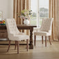 COLAMY Fabric Side Dining Chairs Set of 2, Wingback Upholstered Dining Room Chairs with Tufted Button, Living Room Chairs for Home Kitchen, Beige