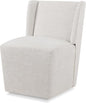 Upholstered Dining Chair with Casters Wingback Modern Side Armless Deskchair with Rollers for Diningroom Bedroom Livingroom Reading Room,Linen,1 Box