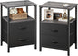 Huuger Night Stand Set of 2, Nightstand with 2 Drawers, Bed Side Table with Open Shelf, Wooden Top, End Table, Fabric Drawer, for Bedroom, Grey