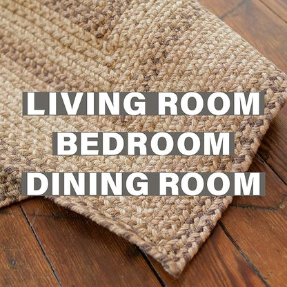Homespice Cookie Dough Oval Braided Rugs 5x8' - Country Style Jute Brown Rugs for Living Room for Farmhouse Decor