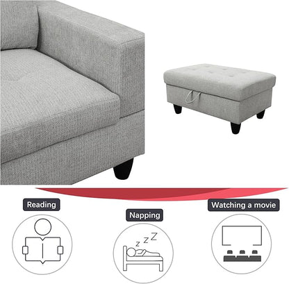 L Shaped Sectional Couches, Lounge Modular Sectional Sofa with Ottoman Storage, Modern Comfy L Shaped Couch for Living Room Furniture Sets, Bedroom, Gray