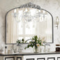 Micasso Antique Silver Wall Mirror, 40"x30" Metral Framed Arch Baroque Ornate Mantel Mirror for Bathroom, Entryway, Living Room