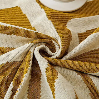 STACYPIK Thick Mustard Yellow Boho Sofa Covers Breathable Chair Couch Cover for 1 Cushion Sofa - Pet Friendly Pet Protector - Soft Chenille Jacquard - Washable - 71X71IN
