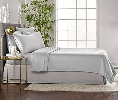 Twin Sheets by Pure Bamboo, Genuine 100% Organic Viscose Derived from Bamboo Bed Sheet Set, Luxuriously Soft & Cooling, Double Stitching, Lifetime Quality Promise (Twin, Silver Pearl)